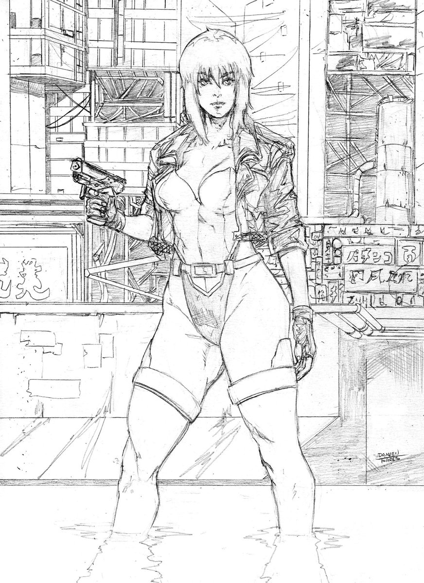 damientorresart's tweet image. Saw that today is the 30th anniversary of the 1995 animated adaptation of Ghost In The Shell! While this repost is based on the Stand Alone Complex Motoko, the background is inspired by the water fight scene from the film. 
#ghostintheshell #motokokusanagi