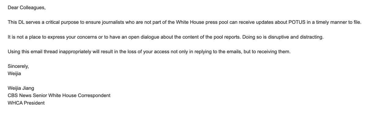 Some internal tension on the White House Correspondents Association email listserv today. Some journalists are complaining that background info circulated to the group by a reporter working for Saudi state-owned Al Arabiya did not mention the murder of Jamal Khashoggi...