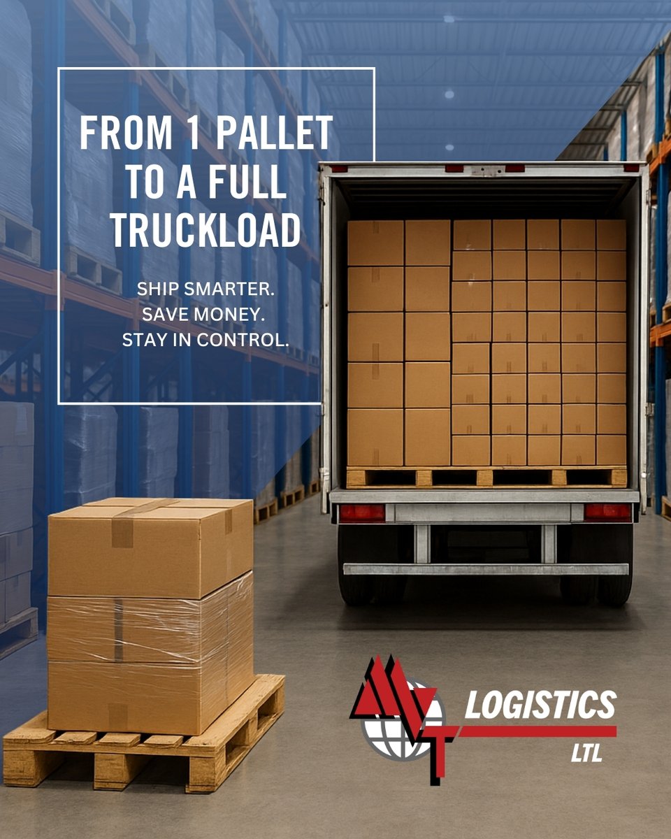 MVTServices's tweet image. Not every shipment needs a full truck.

With Precision LTL, you can ship just what you need, from a single pallet to a full truckload, with confidence and control.

#MVT #LTL #LogisticsSolutions #Truckload #SupplyChain #ShippingMadeEasy