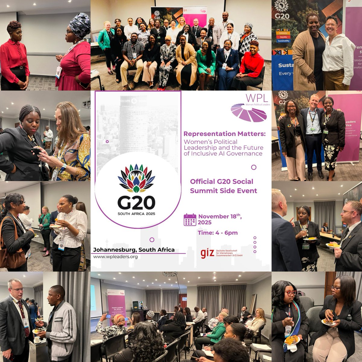 neemalugangira's tweet image. Action in Africa at the #G20SouthAfrica 🇿🇦

Honoured to lead WPL’s official G20 Social Summit Side Event on #RepresentationMatters: Women’s Political Leadership and the Future of Inclusive AI Governance. At #WPL, we remain committed to ensuring African women leaders drive real,
