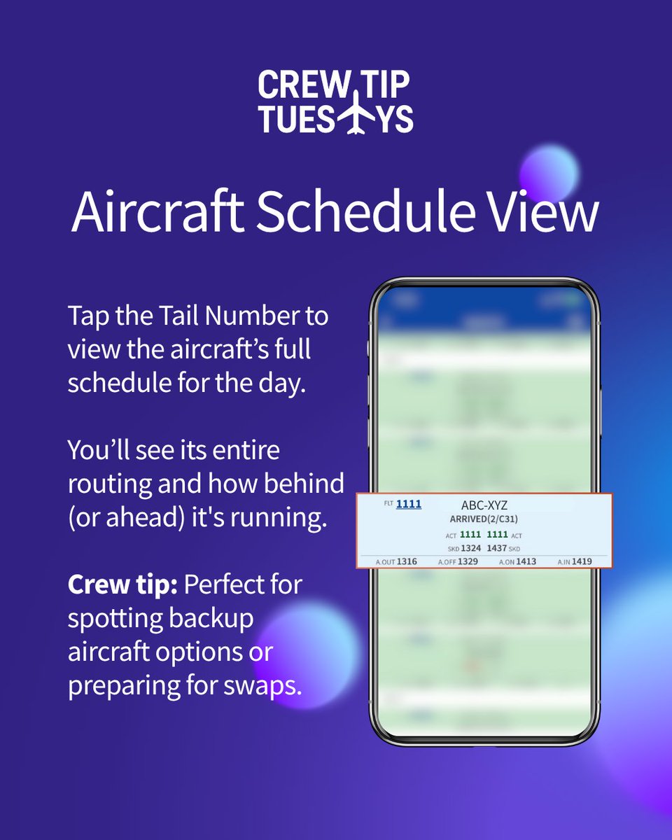 flightcrewview's tweet image. 🛫 Track more than your own trip:
✅ Tap Gate Info means gate schedule
✅ Tap Tail Number means aircraft routing &amp;amp; crew list

FCV helps you stay ahead, even before dispatch.

#CrewTipTuesday #FlightCrewView #CrewTools