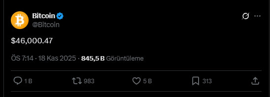 CemalTheMM's tweet photo. Birkaç saat önce @Bitcoin hesabı durduk yere 46,000.47 yazan bir gönderi paylaştı. 

Paylaştıktan kısa bir süre sonra ise sildi.

Ben bu tarz olayların asla yanlışlık üzerine olduğunu düşünmüyorum.

Durduk yere olabilecek bir olay değil. Bunu defalarca yaşadık.

Araştıracağım. https://t.co/JCZRpSRJZO