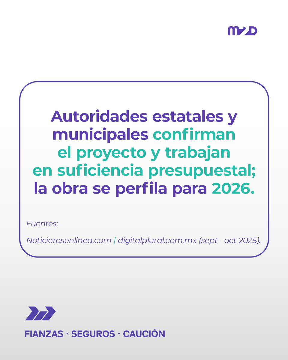 m2d_mx's tweet image. Puente en bulevar Aeropuerto, León: proyecto en gestión presupuestal y posible licitación para 2026. 
Anticípate: prepara fianzas ✅ anticipo ✅ cumplimiento ✅ vicios ocultos.

M2D, atención en timpo récord y personalizada. 

📷goo.su/aHYUW8
#M2D #Fianzas #PuenteLeón