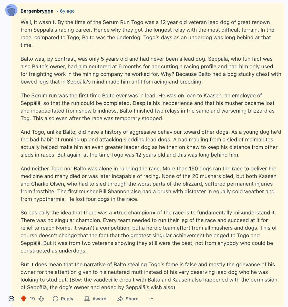 the Togo crusader to Balto apologist pipeline