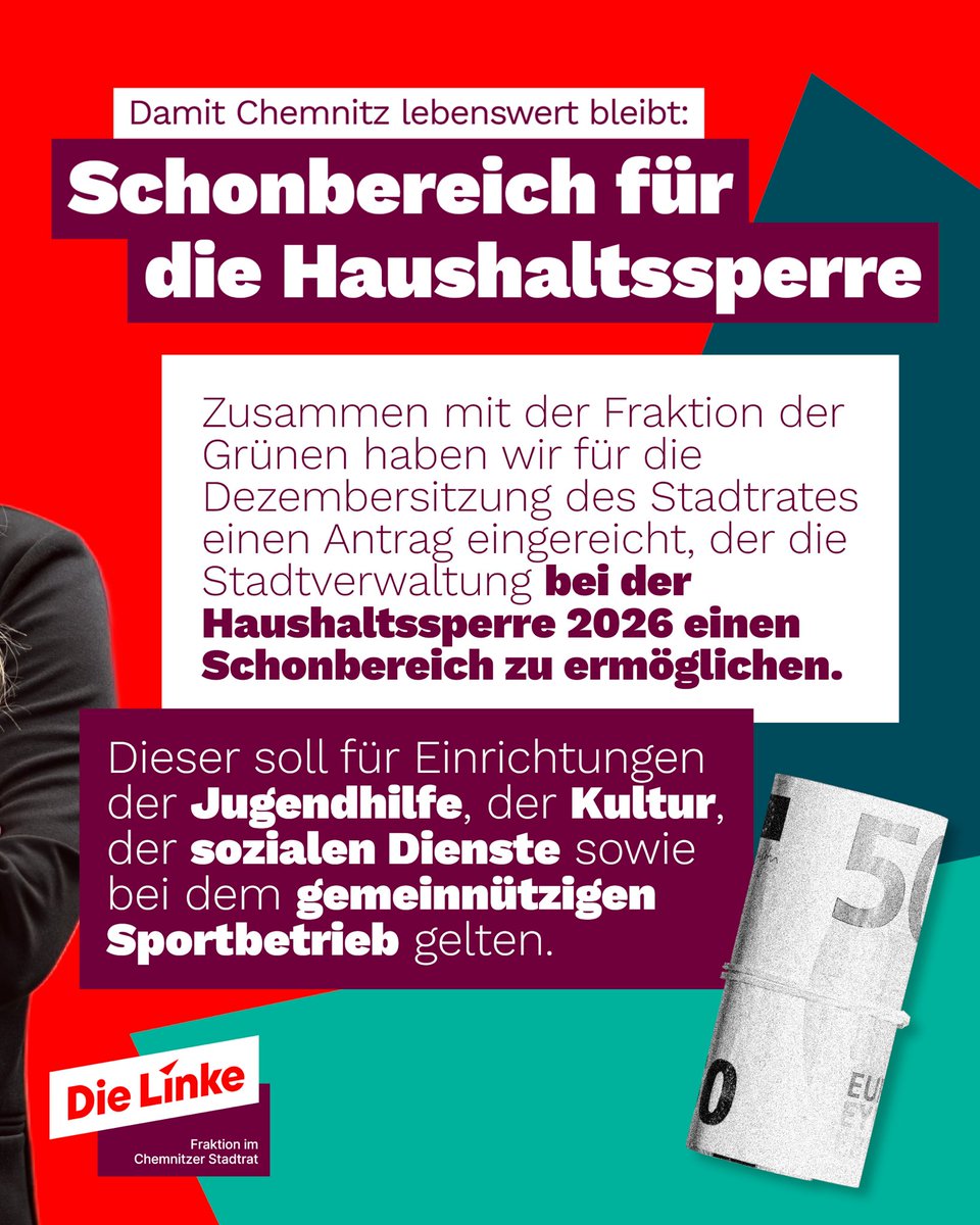 Die Haushaltssperre soll 2026 fortgesetzt werden. Für einige Träger geht es jetzt schon ums überleben, ein irreparabler Schaden für soz. &amp; kult. Landschaft der Stadt droht. Deshalb beantragen wir mit den Grünen einen Schonbereich in der Haushaltssperre. #stadtratc