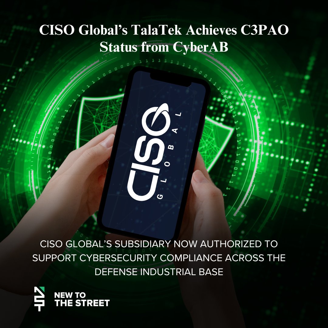 NewToTheStreet's tweet image. TalaTek Achieves C3PAO Status! 🛡️💻🤝🏻

@CISOGlobalInc’s TalaTek has earned C3PAO status from the CyberAB, empowering cybersecurity compliance leadership across the Defense Industrial Base and reinforcing trust in critical defense operations. @vincemedia1 

Read Here👇🏻👇🏻👇🏻…