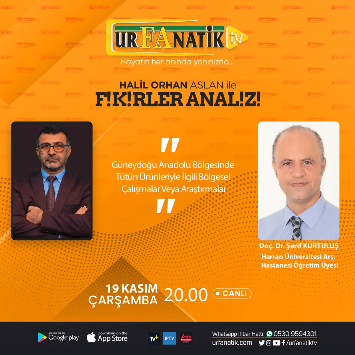 Serifkurtulus's tweet photo. @Urfanatiktv’de yayımlanacak “Halil Orhan Aslan ile Fikirler Analizi” programında, Güneydoğu Anadolu Bölgesi’nde tütün ve tütün ürünleriyle ilgili yapılan çalışmaları konuşacağız. Sizlerin de katkılarını bekliyoruz.
#Şanlıurfa
#Türkiye
#Sigara
#Smoking
#COPD
#LungCancer
#KOAH https://t.co/PaLSIrPfnA