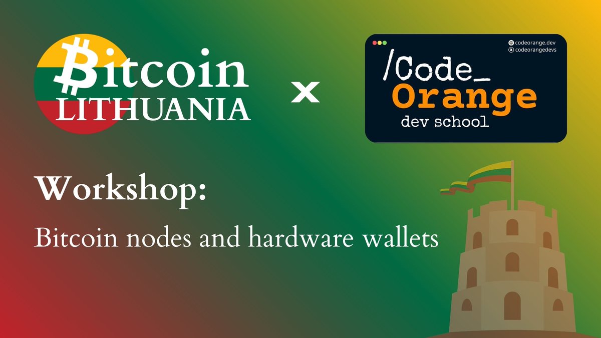 btcLithuania's tweet image. Hello, we invite you to the next Bitcoin meetup!

📅 Thursday, December 4th at 5:00 pm.
📍 At Zolak Micro Art Residence, 50D Vytenio g., Vilnius

We will have @CodeOrangeDevs that will present a workshop about Bitcoin nodes and hardware wallets!