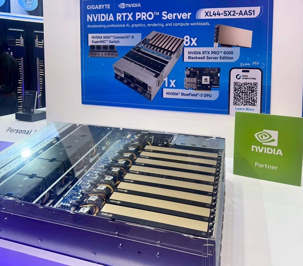 GigaComputing's tweet image. 🚀 SC25 Spotlight: GIGABYTE x @nvidia Blackwell Solutions

Ready to push AI &amp;amp; HPC to the next level? At SC25, GIGABYTE is showcasing NVIDIA-powered innovations that deliver unmatched compute density, efficiency, and scalability:

✨ AI TOP ATOM
Mini AI supercomputer with NVIDIA…