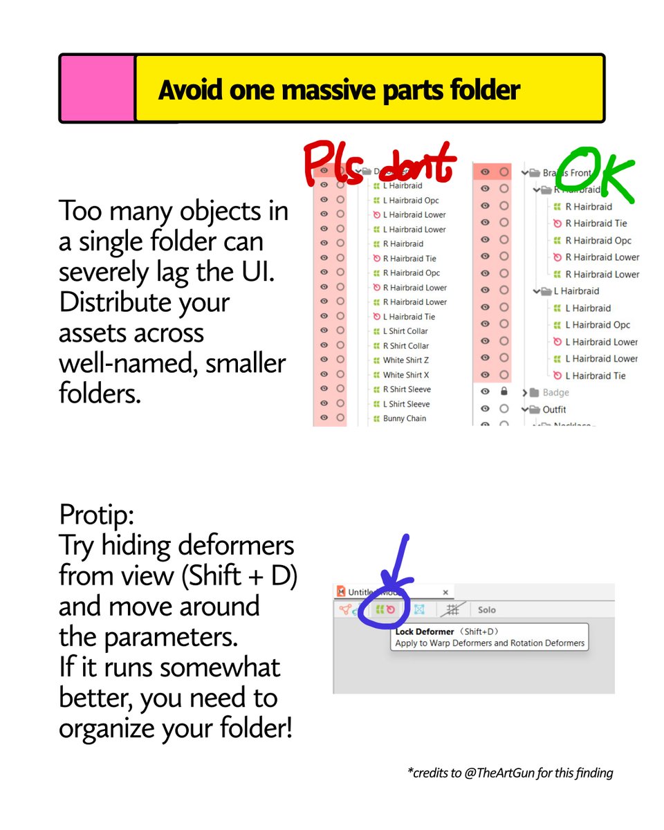 pixelvertice's tweet image. For those who needs it, here&apos;s my Live2D survival guide for working with big models!
This has served me well from working in a big tower PC to a Macbook with 16 GB of RAM, both giving around 45 FPS in average.