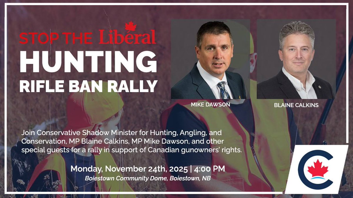 CSSA_CILA's tweet image. The Liberal government wants to ban hunting rifles — but Canada’s firearms community won’t let it happen.

Join members of the firearms community and make your voice heard at the STOP THE LIBERAL HUNTING RIFLE BAN RALLY. Stand with Conservative Shadow Minister for Hunting,…