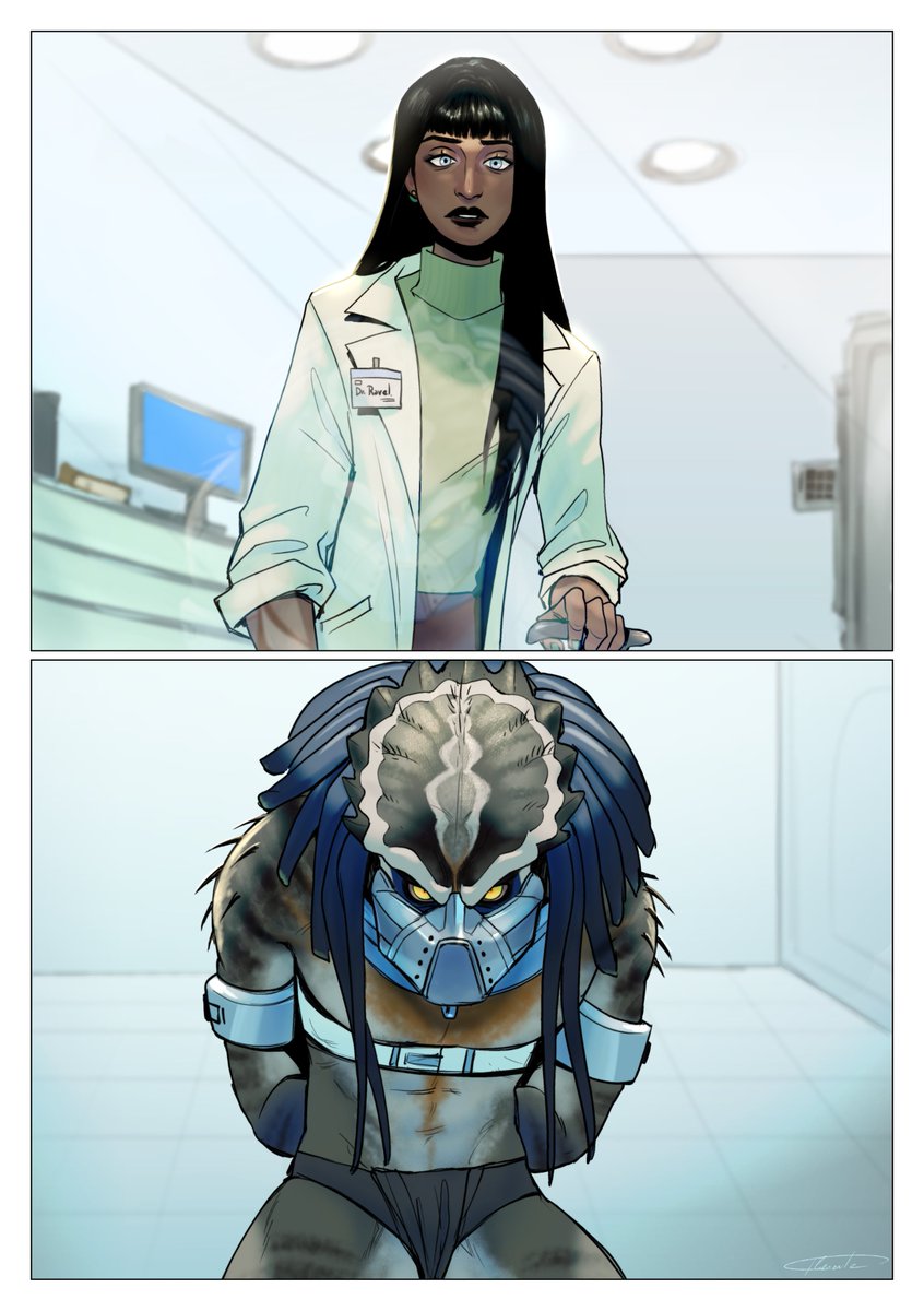 4lienbrainrot's tweet image. #oc #yautja 
&quot;𝚃𝚑𝚎𝚛𝚎 𝚢𝚘𝚞 𝚊𝚛𝚎&quot;
Many were the days in which little Davika thought back of the monster she saw in her father&apos;s lab.
If she wasn&apos;t standing right in front of it, after more than a decade, 
she would have started sto believe it wasn&apos;t real.