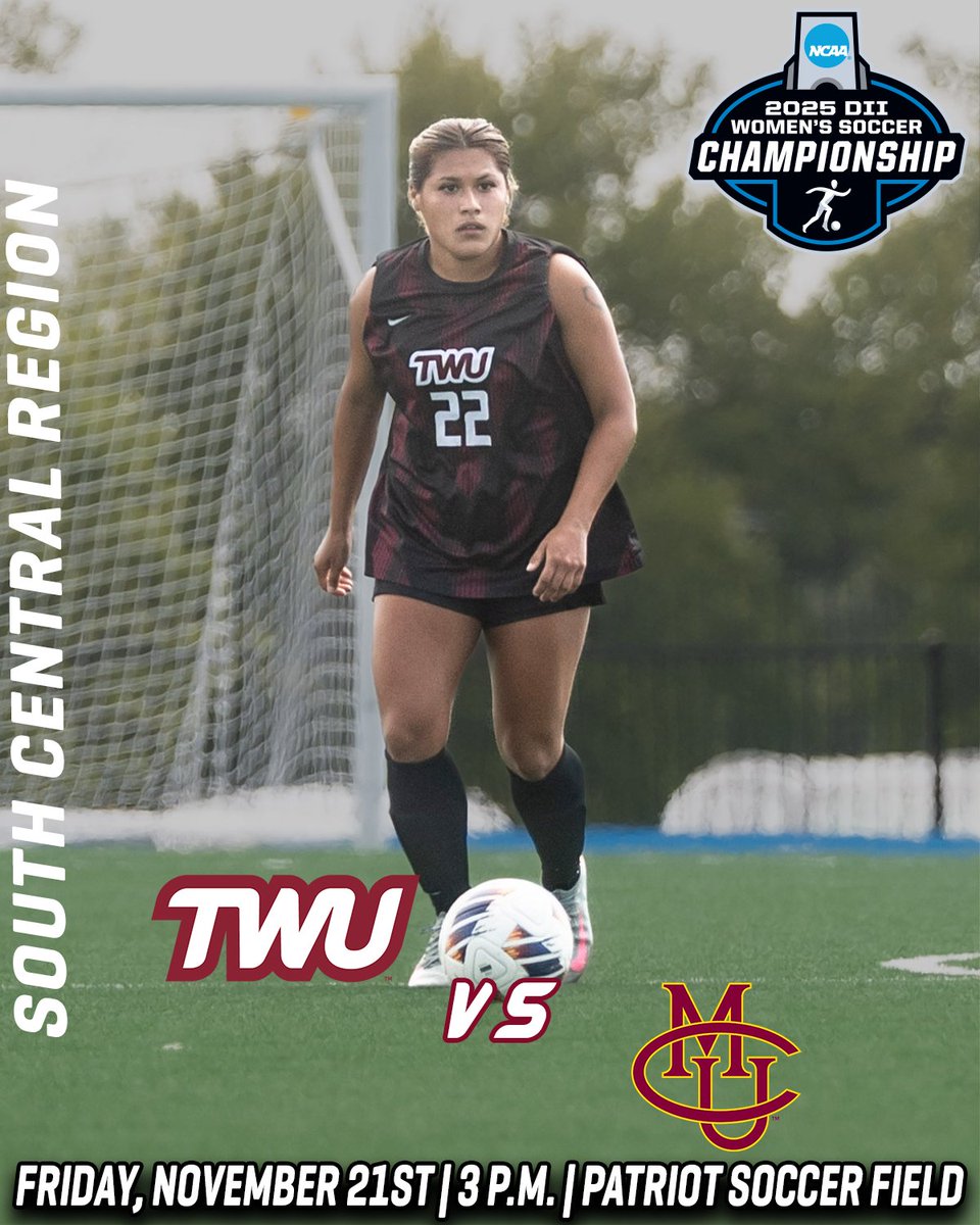 TWU_Soccer's tweet photo. 𝑻𝒉𝒆 𝒔𝒕𝒂𝒈𝒆 𝒊𝒔 𝒔𝒆𝒕 𝒇𝒐𝒓 𝑹𝒐𝒖𝒏𝒅 1️⃣

We’re Dallas-bound for the NCAA DII Tournament! ⚽️💥 

TWU takes on Colorado Mesa this Friday, Nov. 21 at 3 PM, so let’s pack the stands and bring the energy!

#PioneerProud https://t.co/fDV3fskHfP