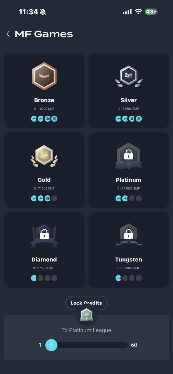 Bitking71428's tweet photo. Finally hit the Gold league and it took me around 47 days to get to this level. 
I could have achieved it earlier if I had locked MF tokens from day 1 but now I am looking to enhance to Platinum.
Also I am planning to lock more MF to hit tier 4 of Gold😇.
@moonwalkfitness https://t.co/mWSjMbuKpu