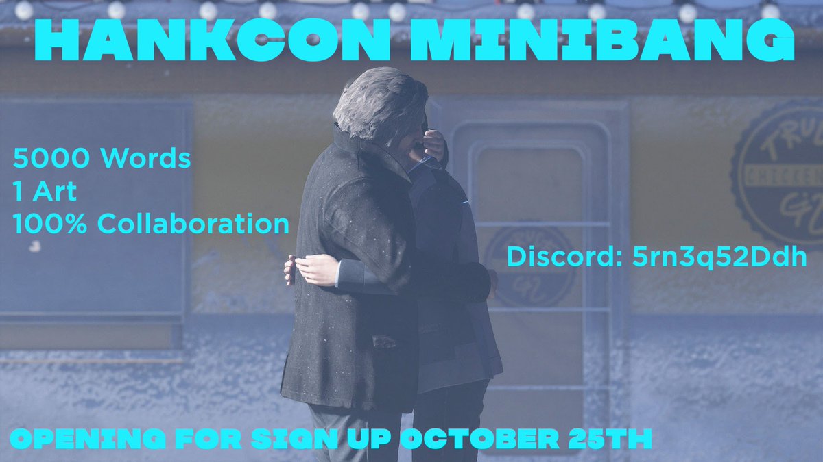 Timebird84's tweet photo. Only 6 more days left to sign up for the #Hankcon Mini Bang! #DBH artists and writers wanted! Come and join our server and fill out the form! #HankconMiniBang https://t.co/jkxIi24dAa