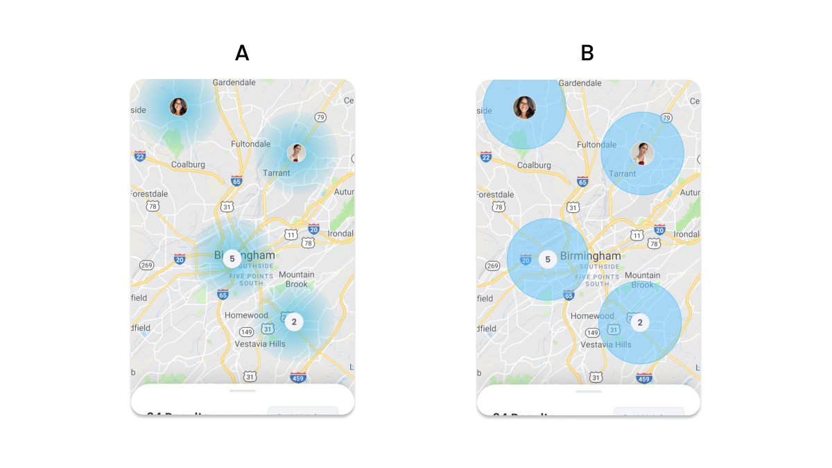 c0zym0's tweet image. A or B for location fuzzing? #UIDesign
