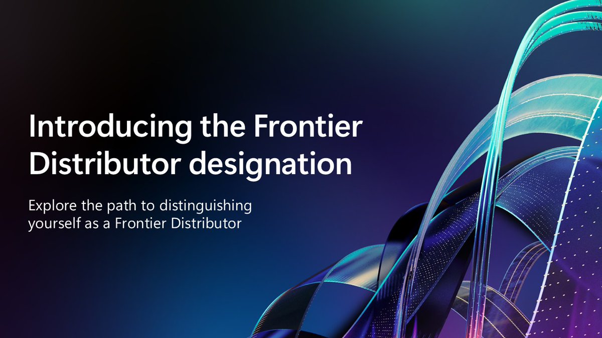 msPartner's tweet image. The Frontier Distributor designation is now global. 🌟

It recognizes partners already delivering standout SMB impact—scaling reseller activation, growth, and customer experience.

Find out more: msft.it/6012tr6x8