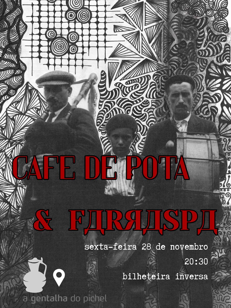 Este día 28, concertaço de dous grupos picheleiros de rock e punk em galego: FARRASPA e CAFÉ DE POTA! Vinde numerosas!!