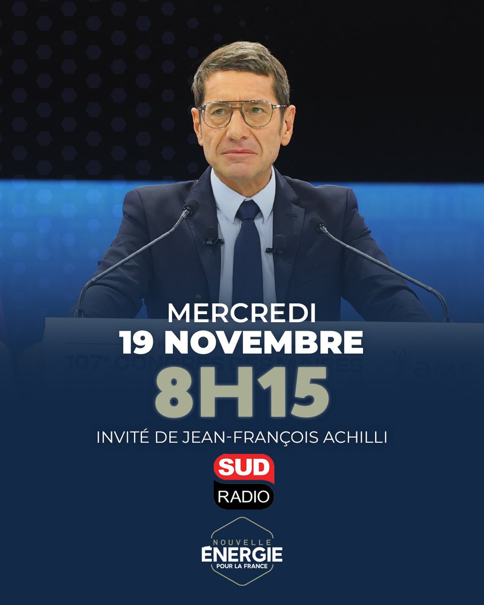 Nouv_Energie's tweet image. 📣 Retrouvez @davidlisnard demain, mercredi 19 novembre, dès 8h15, au micro de @JFAchilli sur @sudradio.
