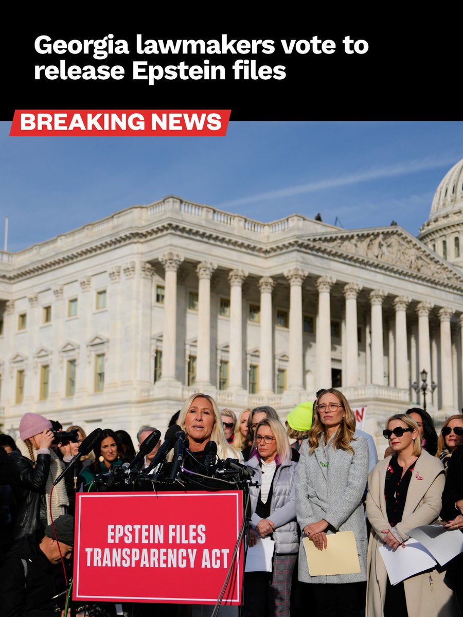 ajc's tweet image. In a decisive shift, the U.S. House voted 427-1 to release the Epstein files, with strong support from Georgia Republicans, including Marjorie Taylor Greene. A bold stand against previous party resistance.

Read more: bit.ly/3LSrF6x