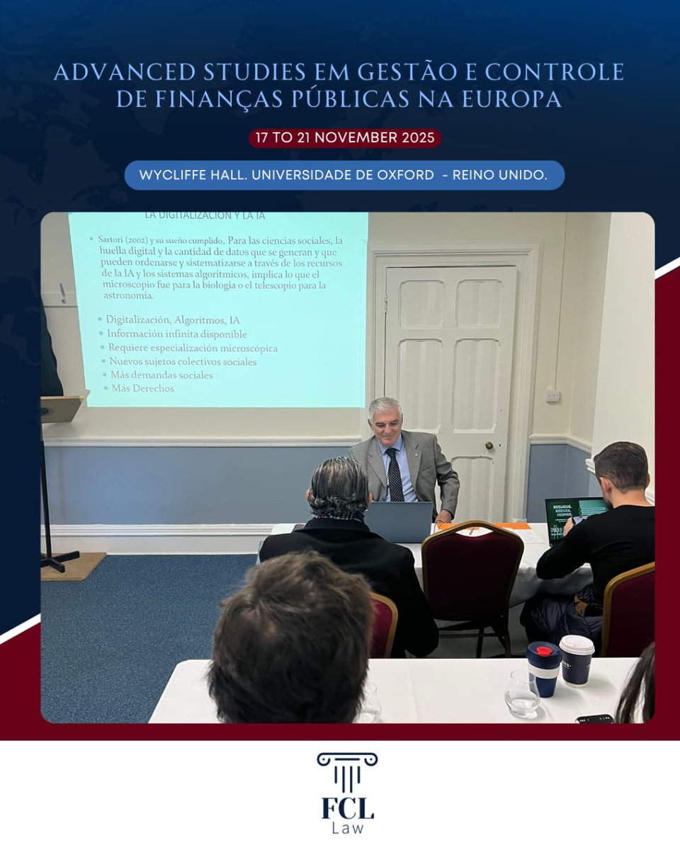 lawfcl's tweet photo. No segundo dia do Advanced Studies in Public Finance Management and Control in Europe, o Prof. Jorge Bercholc, da Universidade de Buenos Aires (UBA) ministrou sessão sobre “Artificial Intelligence, the Political-Constitutional System, and Mechanisms for Public Finance Oversight” https://t.co/gowm6vJnuX