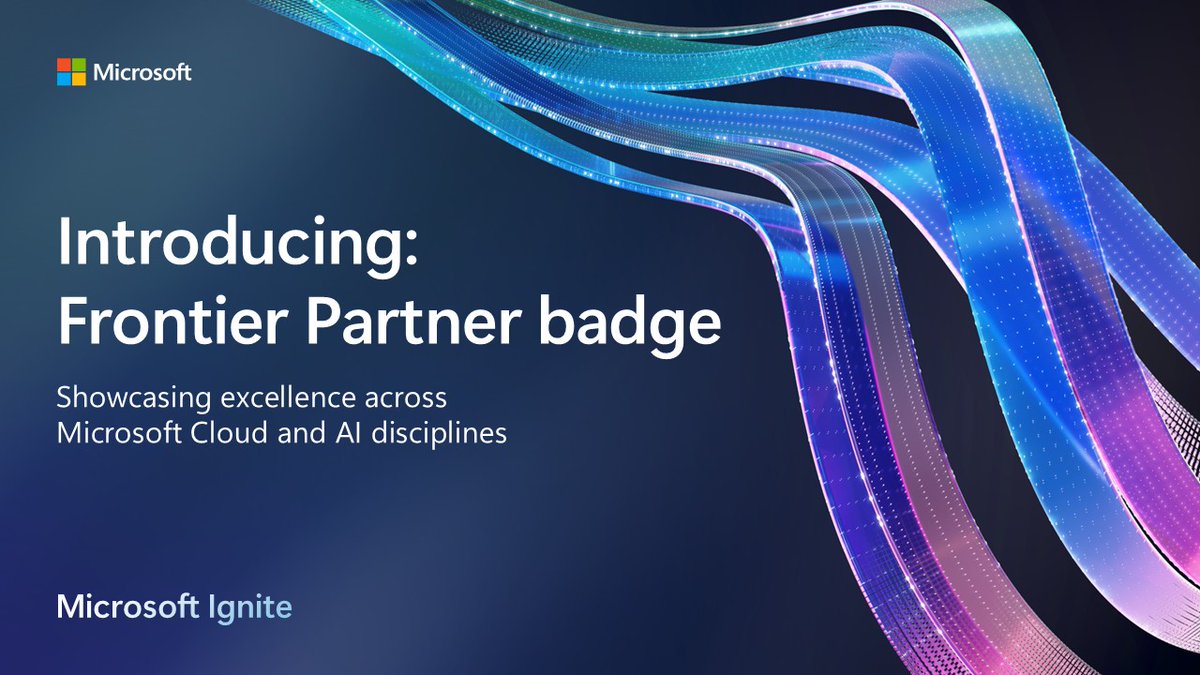 msPartner's tweet image. The Frontier Partner badge recognizes partners leading transformation with an AI-first, human-led approach—combining AI agents and human ingenuity to drive impact.

Earned through excellence across Microsoft Cloud and AI, it marks the pace-setters of what’s next:…
