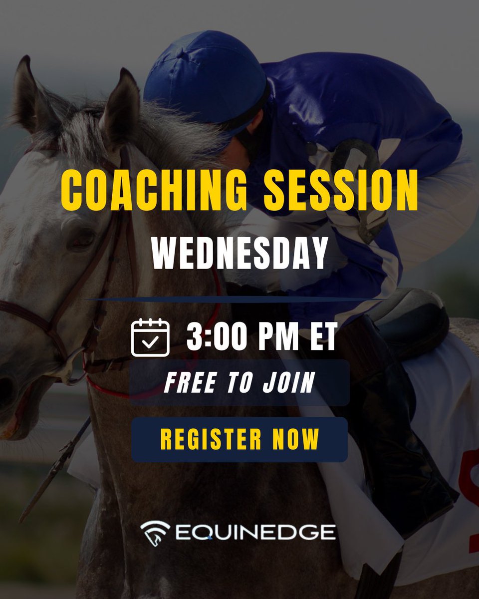 EquinEdge's tweet image. We’re live Wednesday at 3 PM ET!
Free EquinEdge coaching — let’s improve your game 🏇
Register now 👉 calendly.com/scottypick6/eq…

#Handicapping #RacingTips #HorsePlayers