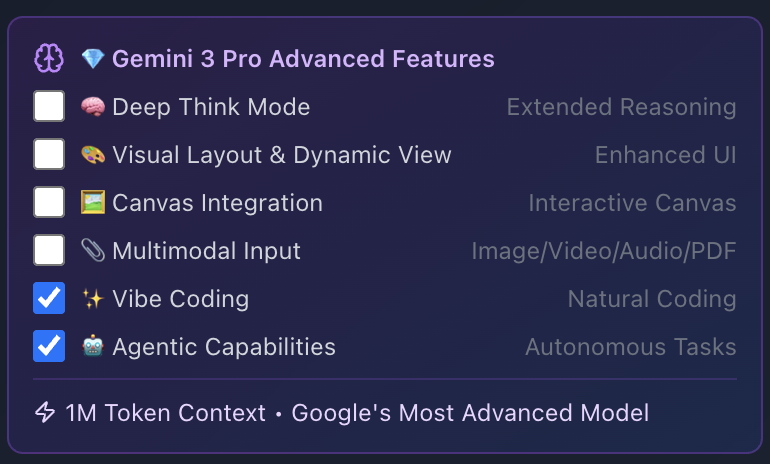 TokenOS_AI's tweet image. TokenOS.ai has been updated to support Google&apos;s Gemini 3 Pro model, which was just released today. Gemini 3 Pro can bring any idea to life with its state-of-the-art reasoning and multimodal capabilities. It significantly outperforms 2.5 Pro on every major AI…
