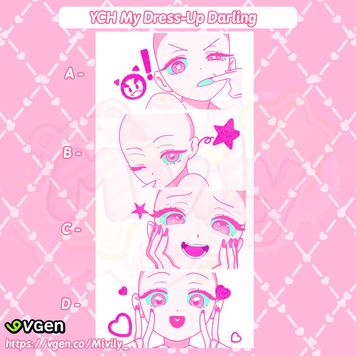 Mivily_'s tweet image. 💅🏻Raffle YCH My Dress-Up Darling 💅🏻

To enter:
-Follow
-Like🩷+ RT (no QRT) 
-Comment Character ref sheet!

(not furry, not robotic)
We&apos;ll draw 3 winners! Good luck!💕
Ends in 24 hours.‼️
#banner #VGen #reaffle