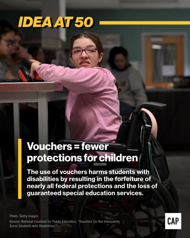 Fifty years ago, Congress passed IDEA to end the exclusion of disabled children from public schools. Today, that promise is under threat from inadequate funding and policy rollbacks. 

IDEA is a civil rights law. Protect it. Fund it. Celebrate it. 

#IDEA50