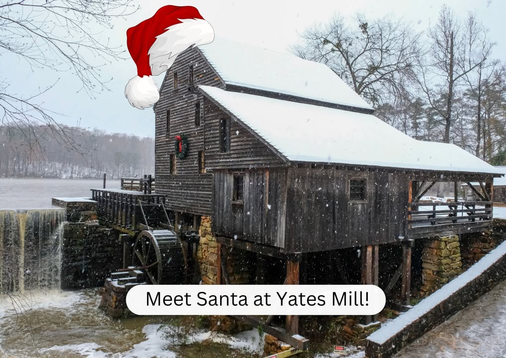 🎄 Join Yates Mill Associates on Dec 6 for "Meet Santa at Yates Mill"! 📸 Free photos with Santa from 10 a.m.-noon &amp; 1-4 p.m. Space is limited—sign up at the visitor center when you arrive. Enjoy holiday crafts, games, and more! 🎁 Thanks to Sam Ray for the snowy photo!