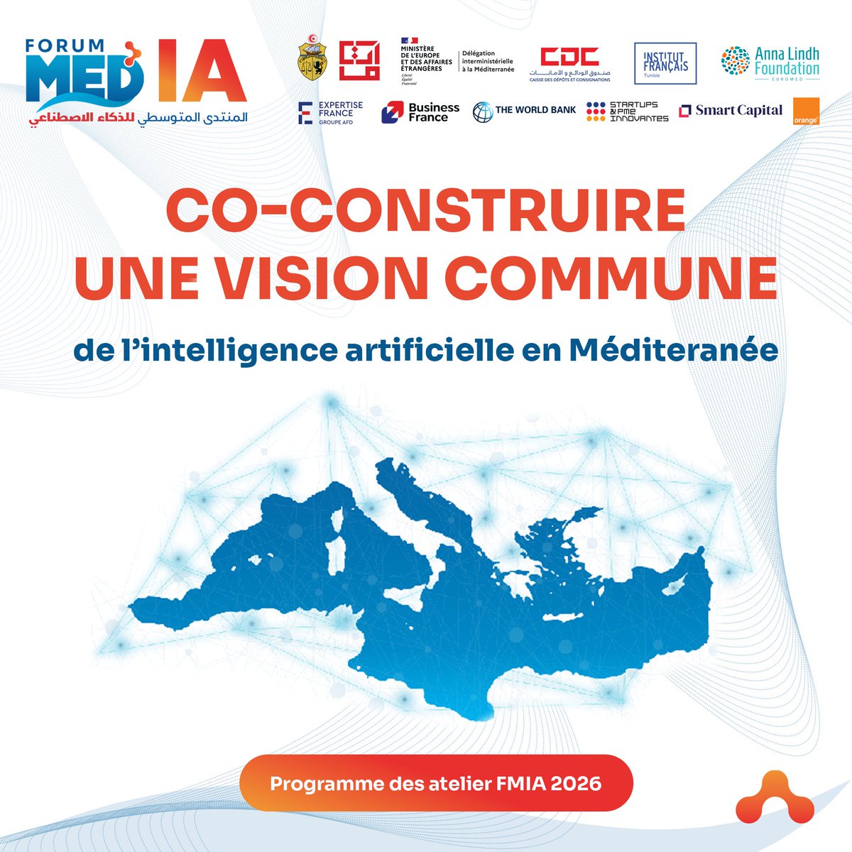 FMIA2025's tweet photo. 🤖 Ateliers interactifs #FMIA2025
𝗖𝗼-𝗰𝗼𝗻𝘀𝘁𝗿𝘂𝗶𝗿𝗲 𝗹𝗲𝘀 𝗰𝗮𝗱𝗿𝗲𝘀 𝗺𝗲́𝗱𝗶𝘁𝗲𝗿𝗿𝗮𝗻𝗲́𝗲𝗻𝘀 𝗹’𝗶𝗻𝘁𝗲𝗹𝗹𝗶𝗴𝗲𝗻𝗰𝗲 𝗮𝗿𝘁𝗶𝗳𝗶𝗰𝗶𝗲𝗹𝗹𝗲

Les ateliers interactifs favorisent le 𝗱𝗶𝗮𝗹𝗼𝗴𝘂𝗲 𝘀𝘁𝗿𝗮𝘁𝗲́𝗴𝗶𝗾𝘂𝗲 et la 𝗰𝗼-𝗰𝗼𝗻𝘀𝘁𝗿𝘂𝗰𝘁𝗶𝗼𝗻 autour des grandes thématiques de l’intelligence artificielle.
𝗘𝘅𝗽𝗲𝗿𝘁𝘀, 𝗱𝗲́𝗰𝗶𝗱𝗲𝘂𝗿𝘀 et 𝗮𝗰𝘁𝗲���𝗿𝘀 de l’innovation y explorent ensemble les principes, orientations et leviers d’action pour renforcer la 𝘀𝗼𝘂𝘃𝗲𝗿𝗮𝗶𝗻𝗲𝘁𝗲́ 𝗻𝘂𝗺𝗲́𝗿𝗶𝗾𝘂𝗲, 𝗹𝗮 𝗰𝗼𝗼𝗽𝗲́𝗿𝗮𝘁𝗶𝗼𝗻 𝗿𝗲́𝗴𝗶𝗼𝗻𝗮𝗹𝗲 𝗲𝘁 𝗹𝗮 𝗱𝘂𝗿𝗮𝗯𝗶𝗹𝗶𝘁𝗲́.

🗓️ 𝟮𝟬 𝗻𝗼𝘃𝗲𝗺𝗯𝗿𝗲 𝟮𝟬𝟮𝟱
📍 Cité de la Culture, Tunis

👉 𝗗𝗲́𝗰𝗼𝘂𝘃𝗿𝗲𝘇 𝗹𝗲 𝗽𝗿𝗼𝗴𝗿𝗮𝗺𝗺𝗲 𝗱𝗲𝘀 𝗮𝘁𝗲𝗹𝗶𝗲𝗿𝘀 : https://t.co/5Ljhp9GU16   
#FMIA2025 #AI #technology #future #mediterranean