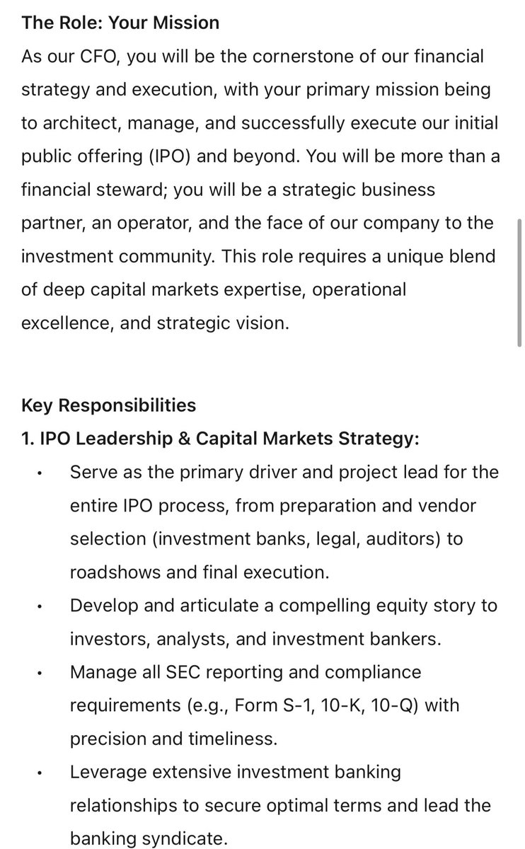 $MFI: For the warriors still riding this out, RedotPay just posted a CFO role with another very telling breadcrumb on their IPO path.

- Lead, architect, and execute RedotPay’s initial public offering (IPO).
- Serve as the primary driver for the entire IPO lifecycle.
- Run the