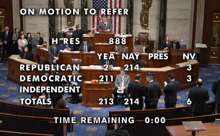 jamiedupree's tweet photo. Another setback for Democrats.  By one vote, the House defeated an effort to derail a measure to punish Del. Stacey Plaskett D-VI.  One hour of debate now on the underlying resolution. https://t.co/m7P2IBrzoI