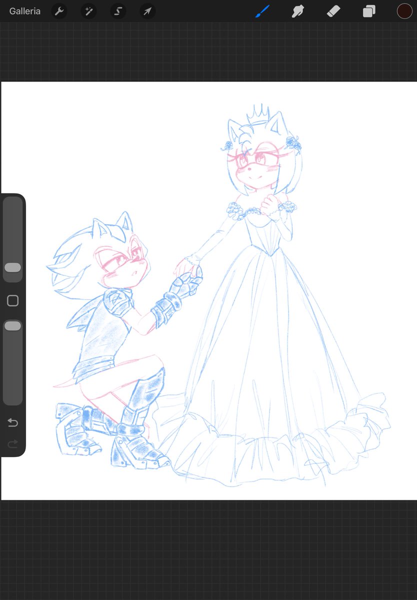 I'm working on something, I saw this princess and knight trend and I decided to draw their first meeting.
#shadamy #amyrose #shadowthehedegehog