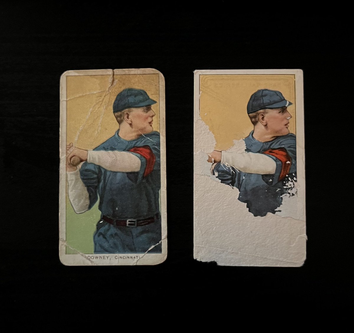 Tec872's tweet image. A cool T206 mailday.I’m doing this low grade &amp;amp; wouldn’t normally pick up a single duplicate, especially if it’s rougher(I looked at my list wrong and thought I didn’t have him 😂). But when the card on the right popped up for cheap, I had to grab a new back! #vintage #setbuilder