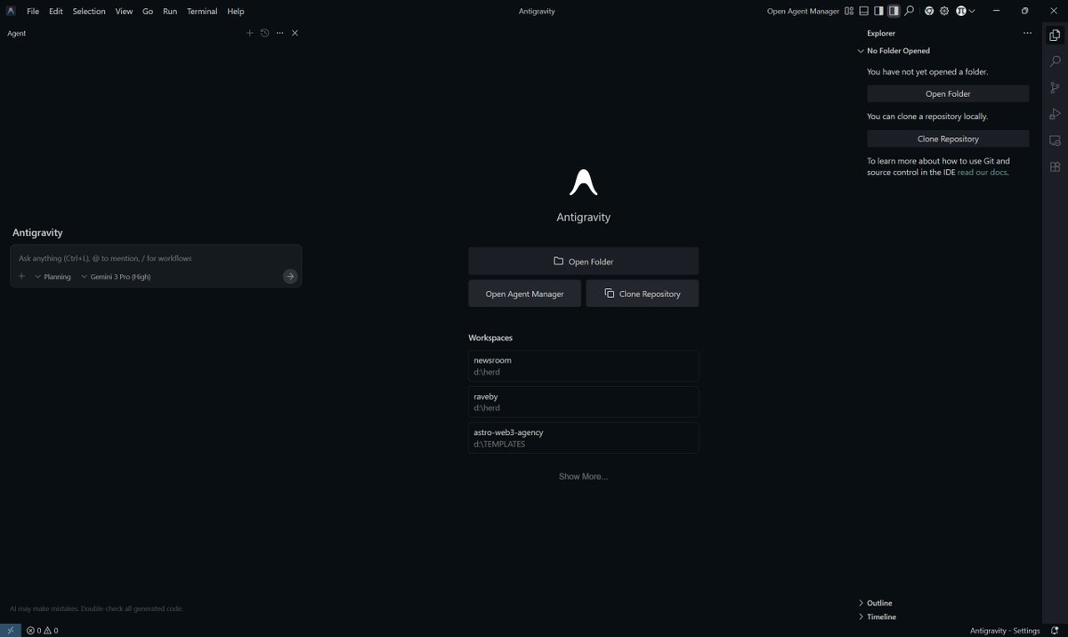 milonspace's tweet image. Google just leveled up the IDE game, introducing Antigravity, an agent-first, AI-powered dev playground where agents code, plan, and operate like co-pilots 🚀👨‍💻 #GoogleAntigravity #AIDevTools