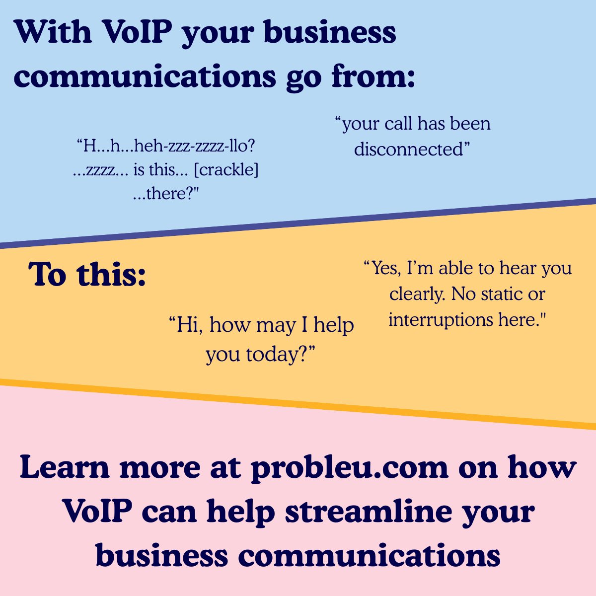 ProBleu's tweet photo. No more dropped calls, static, or awkward "can you hear me?" moments! 
Upgrade to clearer, smarter business conversations with ProBleu VoIP.

Discover how VoIP can streamline your workflow at https://t.co/vDo1SZGu39
#VoIP #BusinessCommunication #TechSolutions #ClearCalls #ProBleu https://t.co/jHy4FGLx2t