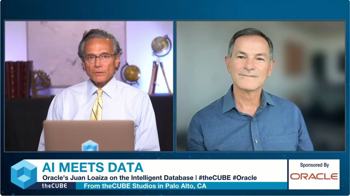 OracleExadata's tweet image. Watch Oracle EVP Juan Loaiza and Dave Vellante, host of theCUBE, dive into the transformational impact of AI on databases and enterprise data strategy, and how Oracle AI Database brings deeply integrated, secure, and advanced AI across clouds. social.ora.cl/60177e2Sz