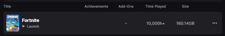 kyran_vr's tweet photo. @slaychinn too many, if only the epic games launcher didnt cap at 10000 hours :( https://t.co/XtMfLzQkj5