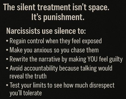 read_lorra14618's tweet image. Reflections on my day 

The silent treatment is a form of Coercive control 

It&apos;s all about power and control 

Refusing to respond to a message, an email

Refusing to answer a question

Last week I picked up on it,  I asked twice,  then DARVO was used projecting blame back on…