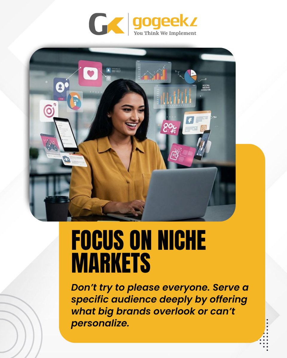 GoGeekz's tweet image. Competing with big brands isn’t about having the biggest budget — it’s about having the smartest strategy. 💡
#GoGeekz #SmallBusinessGrowth #BrandStrategy #DigitalMarketingTips #GrowYourBusiness #SmallBusinessSupport #BusinessBranding #MarketingForSmallBusiness