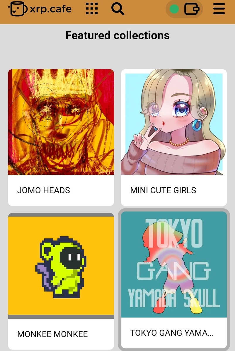 Congrats to <a href="/xrpcafe/">xrp.cafe ☕</a>

FEATURED COLLECTIONS 
       Masterpiece Artists
<a href="/ArtofMojica/">Mr. Scribbles ✍️</a>  <a href="/sweet_twinkles/">Yuki🌷ユウキ</a>
<a href="/XMONKEEMONKEE/">MONKEE MONKEE</a>
<a href="/ymda1224/">山田 Yamada</a>