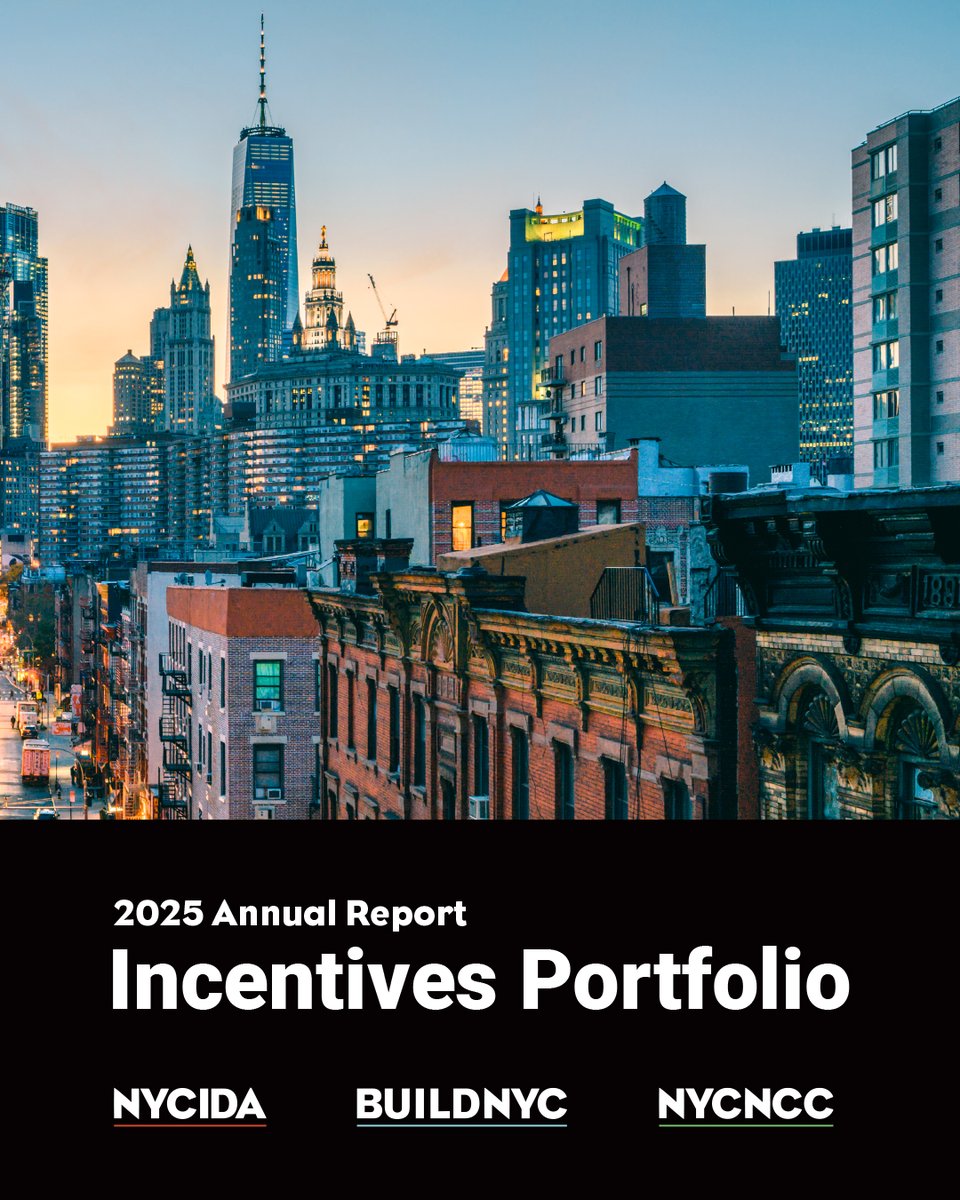NYCEDC's tweet image. Our Incentives Portfolio 2025 Annual Report outlines the impact of our three incentives programs: NYCIDA, Build NYC, and NYCNCC, which have driven significant inclusive economic development in NYC.  

Learn more: edc.nyc/press-release/… 
Read the report: edc.nyc/sites/default/…