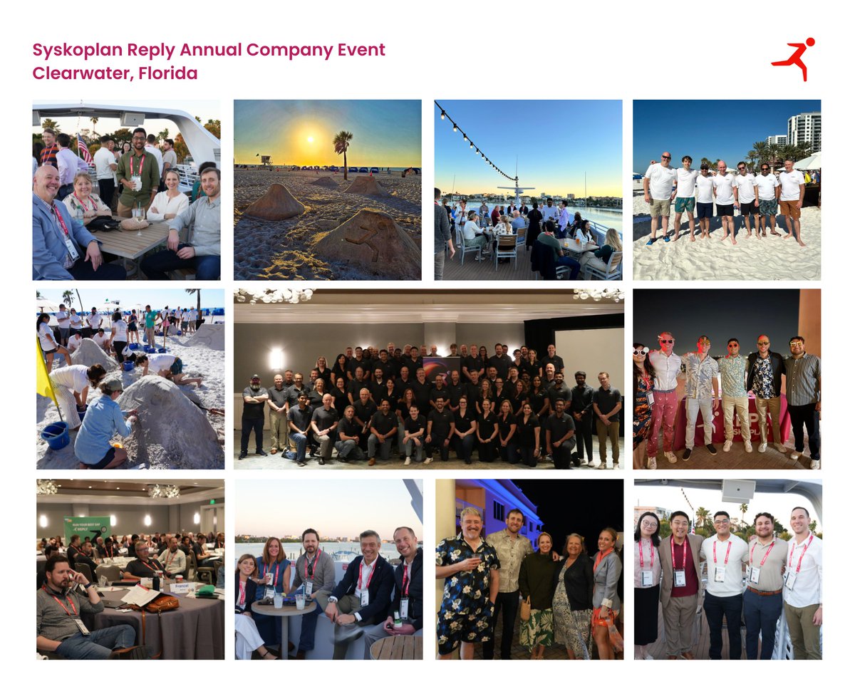 Incredible days of connection, collaboration, and sunshine—from the sunset cruise and inspiring sessions to sand-sculpture fun, a Floribbean rooftop dinner, and our Peer-to-Peer awards. The energy was unbeatable!

#SyskoplanUSCompanyEvent #LifeAtReply #SAP #Partner