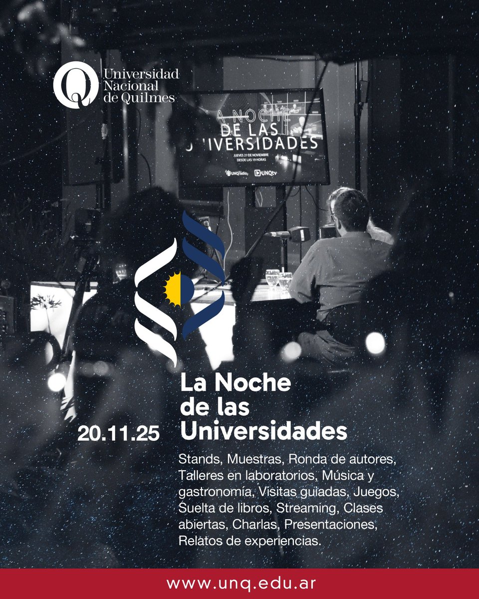 🌜 La Noche de las Universidades en la UNQ

📅 Jueves 20 de noviembre, de 18 a 23 hs.