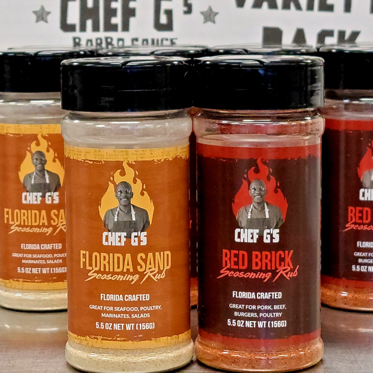 OUR RUB SEASONINGS ARE BACK!
RED BRICK &amp; FLORIDA SAND.
New packaging, new look, same great original signature taste! Available online starting next week. FloridaBbqSauce.com