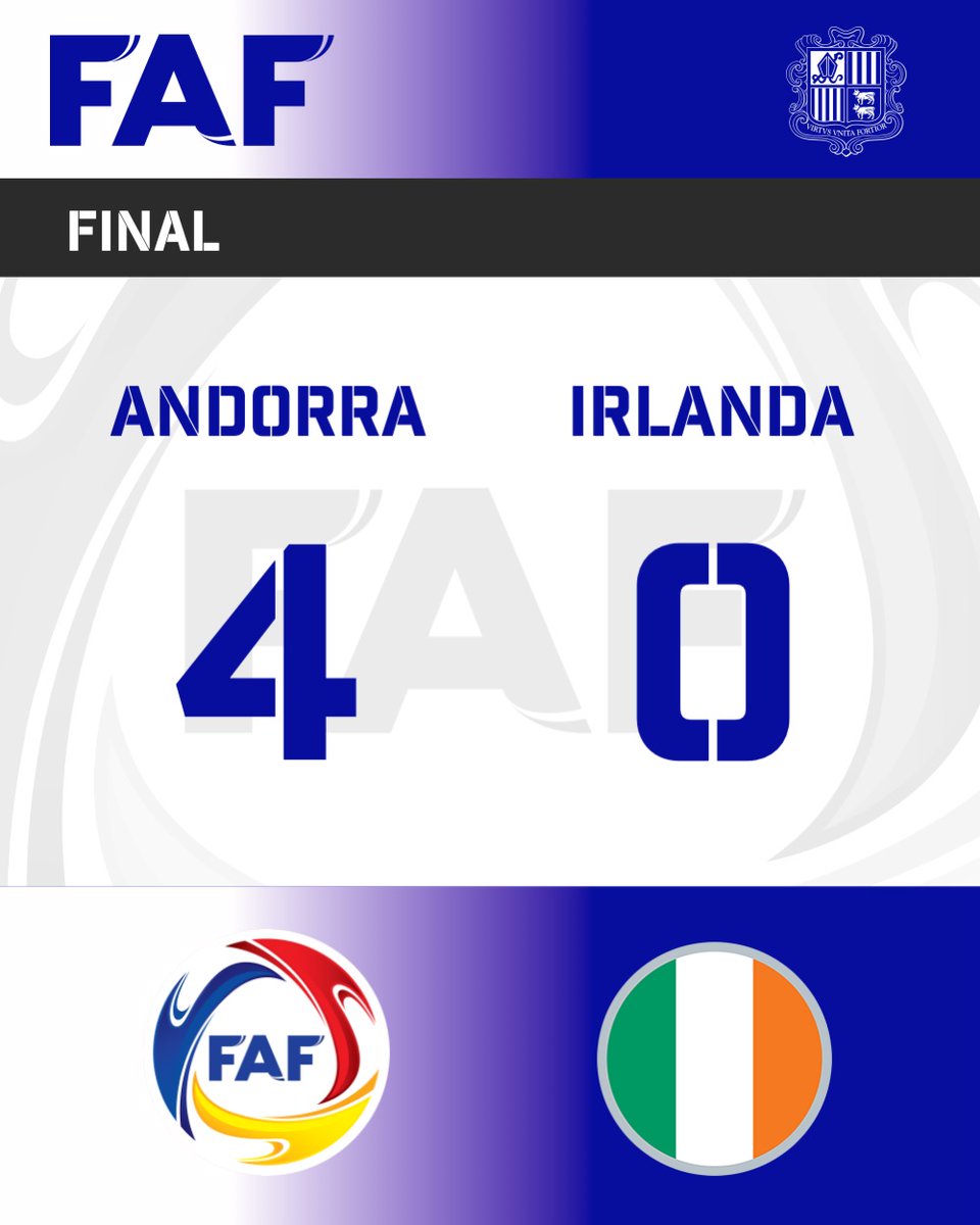 Fedandfut's tweet image. 🙏 Perdoneu però estàvem de celebració i anem amb retard per publicar el resultat...
🥳 El veieu bé, sí! PARTIT PER A LA HISTÒRIA!
⚽️  Solà  16&apos; ⚽️ Hugo Ferreira 22&apos; ⚽️ Ian Olivera 48&apos; ⚽️ Gerard Solà (penal) 72&apos;
#SomAndorra