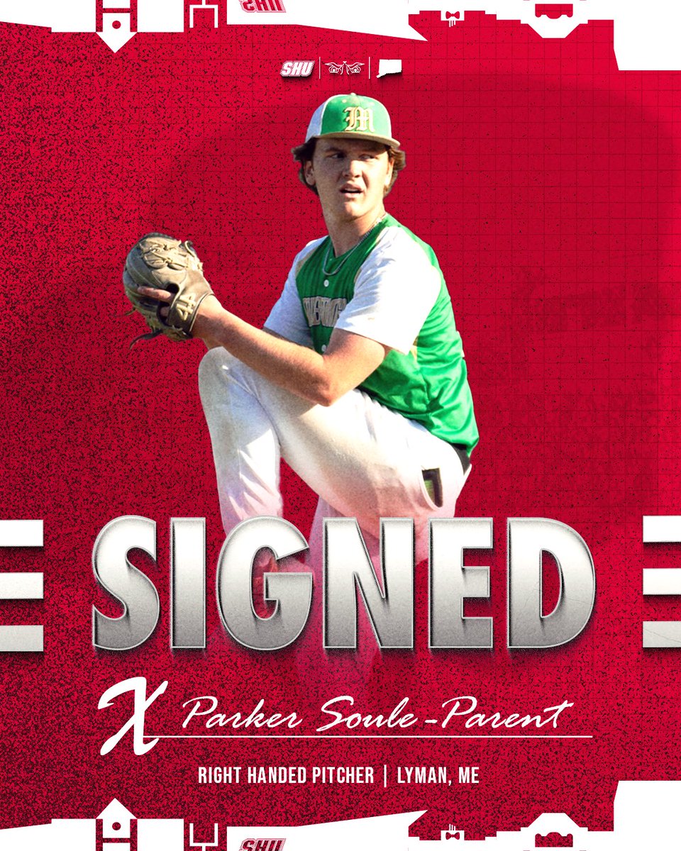 Time to meet some new Pios!!! Our first signee ✍️ to the class of 2030 hails from the Pine Tree State - right handed pitcher Parker Soule-Parent from Lyman, Maine 

Welcome to Sacred Heart Parker!! 

#WeAreSHU