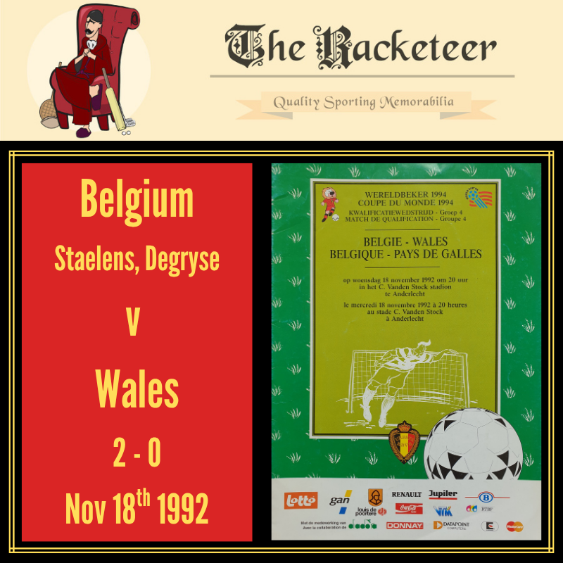 #OnThisDay in 1992, and the <a href="/BelRedDevils/">Belgian Red Devils</a> beat <a href="/Cymru/">Wales 🏴󠁧󠁢󠁷󠁬󠁳󠁿</a> 2-0 in a <a href="/FIFAWorldCup/">FIFA World Cup</a> qualifying game. 

#football #footballprogrammes #Wales #Belgium #WorldCupQualifiers 

the-racketeer.co.uk/programmes-25-…